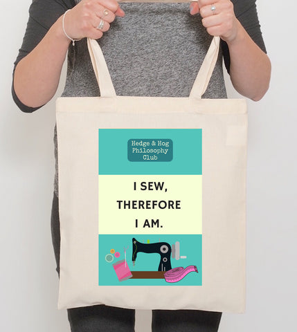 Sewing Tote Bag 'I sew, therefore I am'