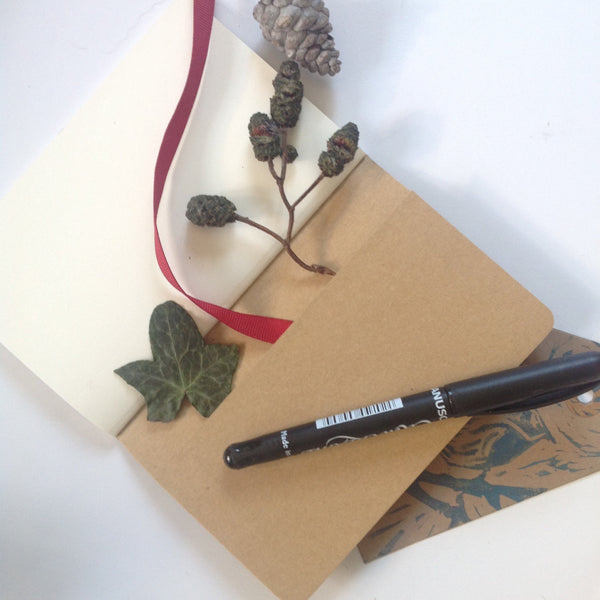 Handprinted Linocut Notebook for Nature Lovers