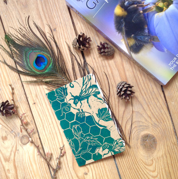 Handprinted Linocut Notebook for Nature Lovers