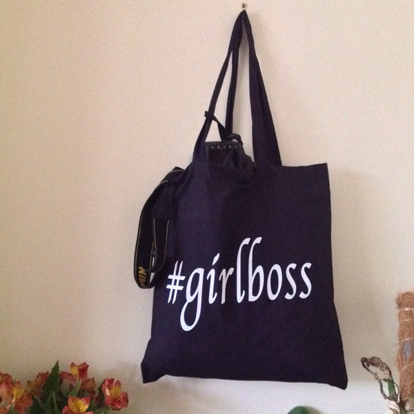 Girl boss hashtag print tote bag