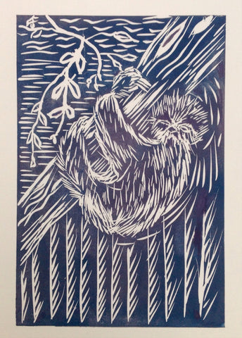 Linocut 'That Friday Feeling' Sloth Print
