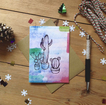 Prickly Pear Cacti Succulent Tropical Card