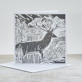 'Winter Stag' Scottish Highlands Blank Card