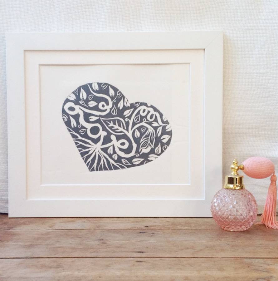 Love Heart Linocut Art Print