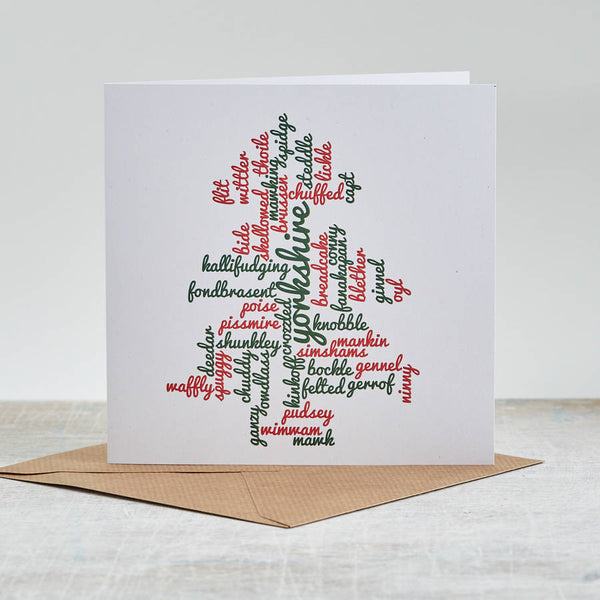 Yorkshire Red Green Christmas Tree Card
