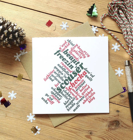 Liverpool Red Green Christmas Tree Card