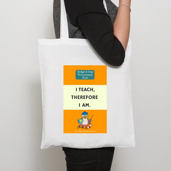 Teacher's Thank you Gift Tote Bag 'I teach, therefore I am'